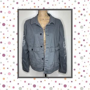 LuLaRoe Kenny Embroidered Denim Jacket